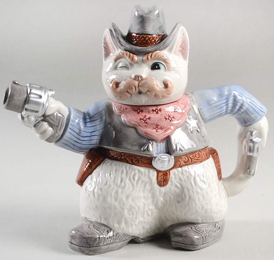 Cowboy Cats Teapot & Lid by Fitz & Floyd-1