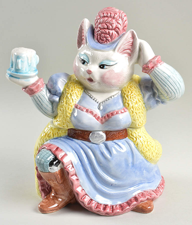 Cowboy Cats Figural Cookie Jar & Lid by Fitz & Floyd-1