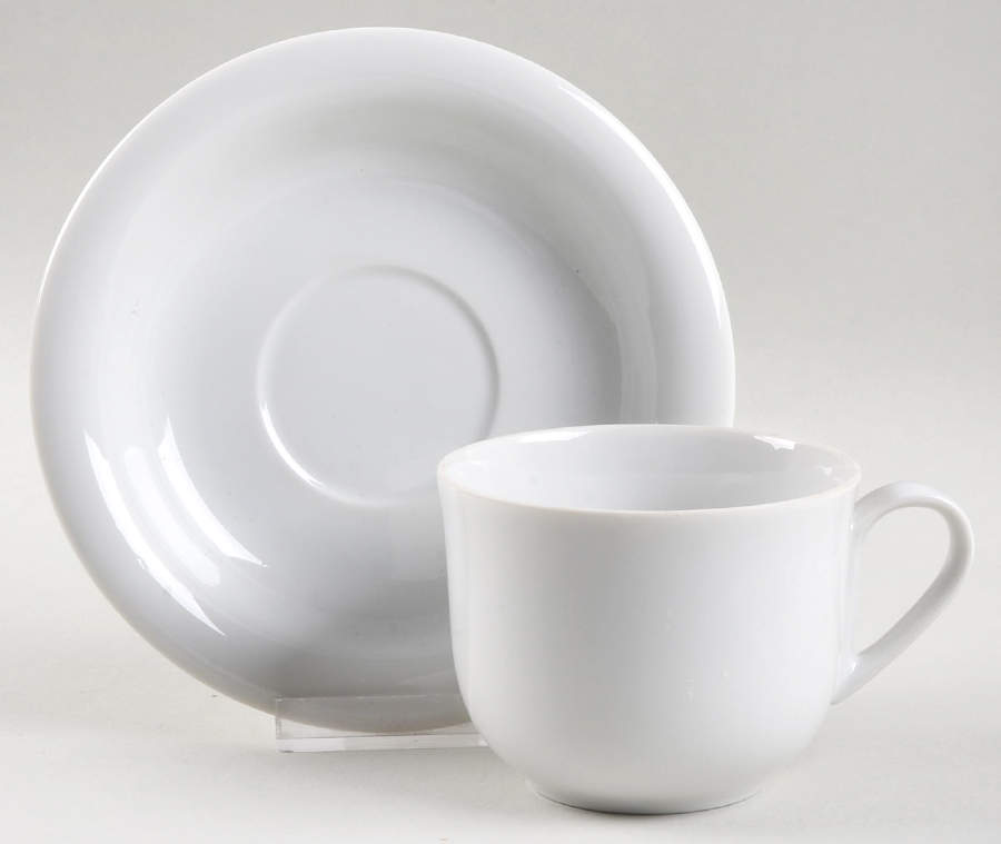 Rouleau White Flat Cup & Saucer Set by Fitz & Floyd-1