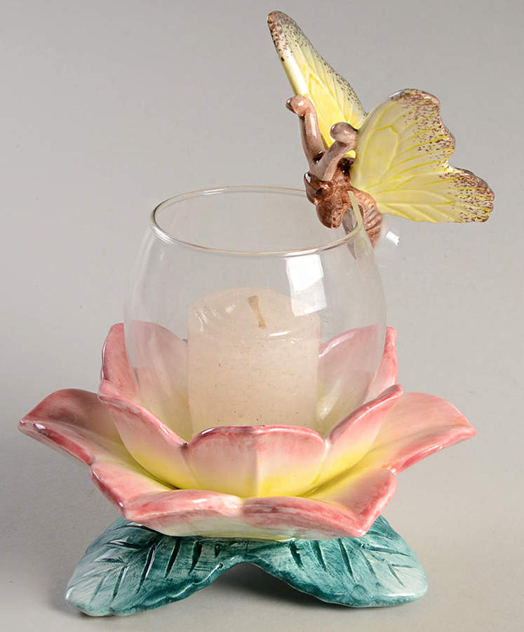 Papillon Votive Candleholder with Glass Globe by Fitz & Floyd-1