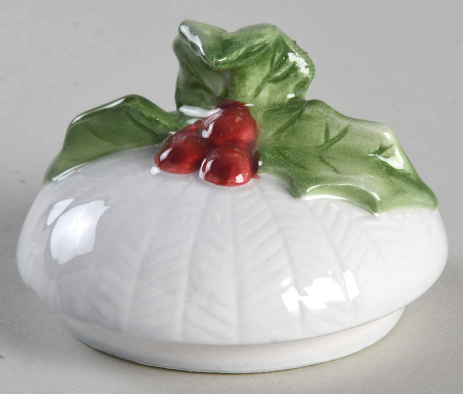 Holly Herringbone Lid for Sugar Bowl by Fitz & Floyd-1