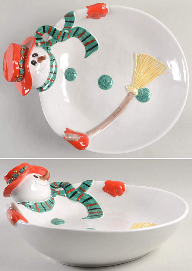 Mr Snowman 14" Round Serving Bowl by Fitz & Floyd-1