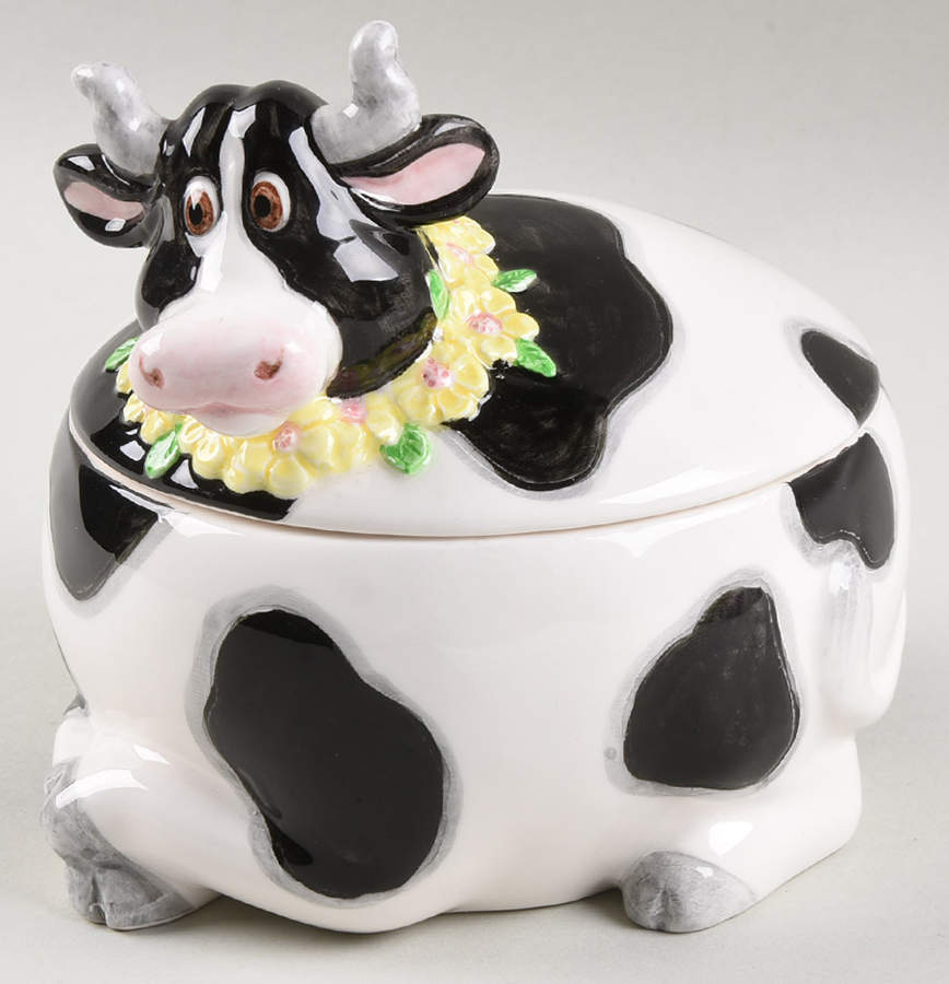Daisy Cow Candy Box & Lid by Fitz & Floyd-1