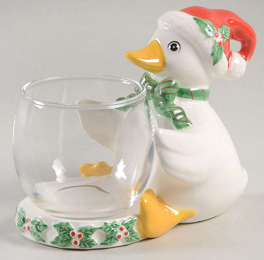 Quismas Quackers Votive Candleholder with Glass Globe by Fitz & Floyd-1