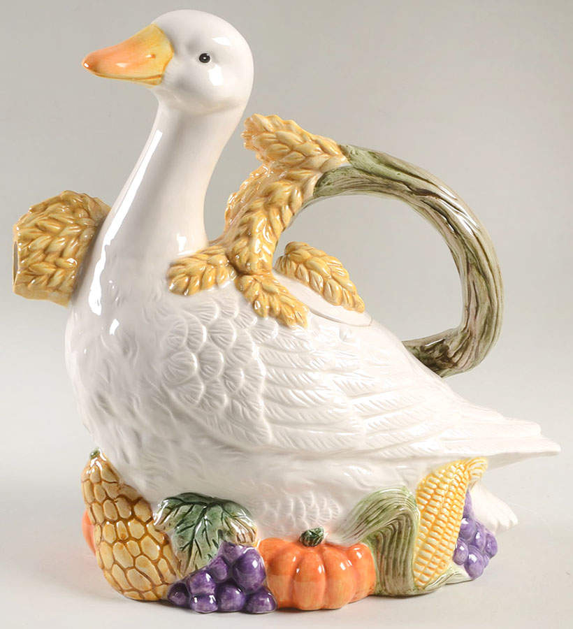 French Country Goose Teapot & Lid by Fitz & Floyd-1