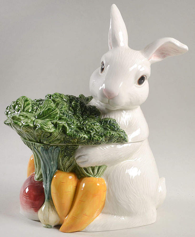 Garden Rabbit Cookie Jar & Lid by Fitz & Floyd-1