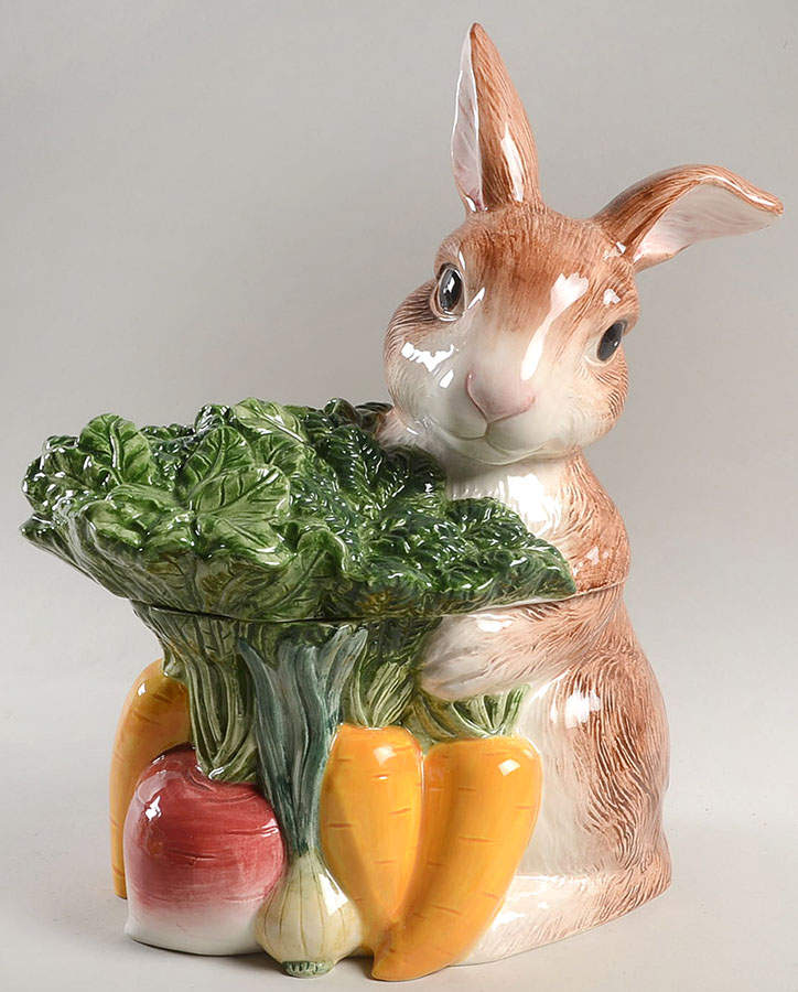 Garden Rabbit Cookie Jar & Lid by Fitz & Floyd-1