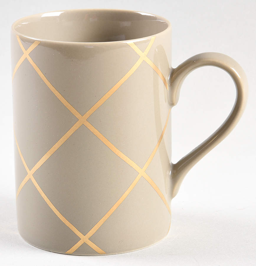 Windowpane (Gold Stripes on Greige) Mug by Fitz & Floyd-1