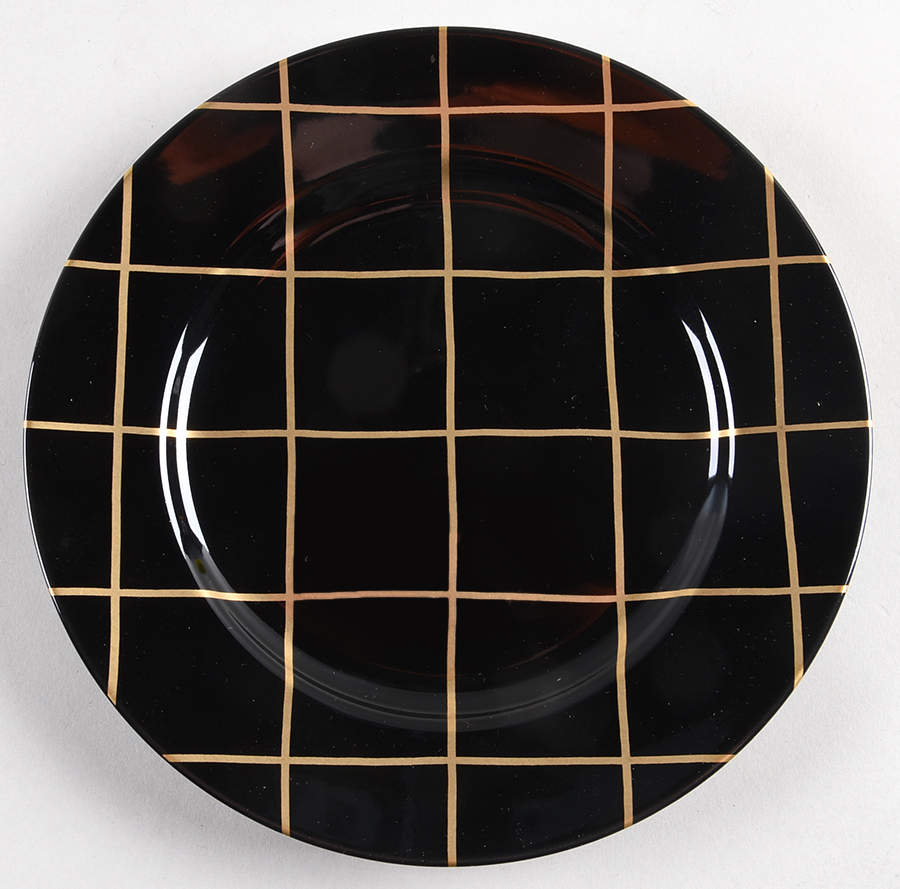 Windowpane (Gold Stripes on Black) Salad Plate by Fitz & Floyd-1