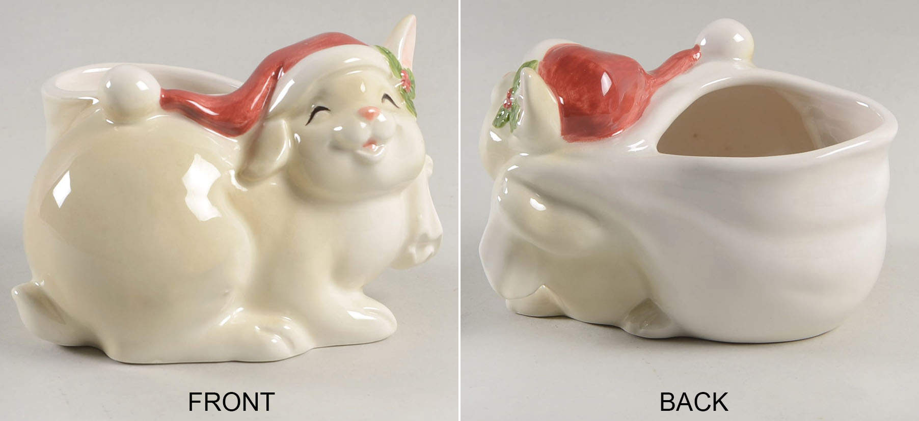 Happy Christmas Rabbit 2" Candlestick by Fitz & Floyd-1