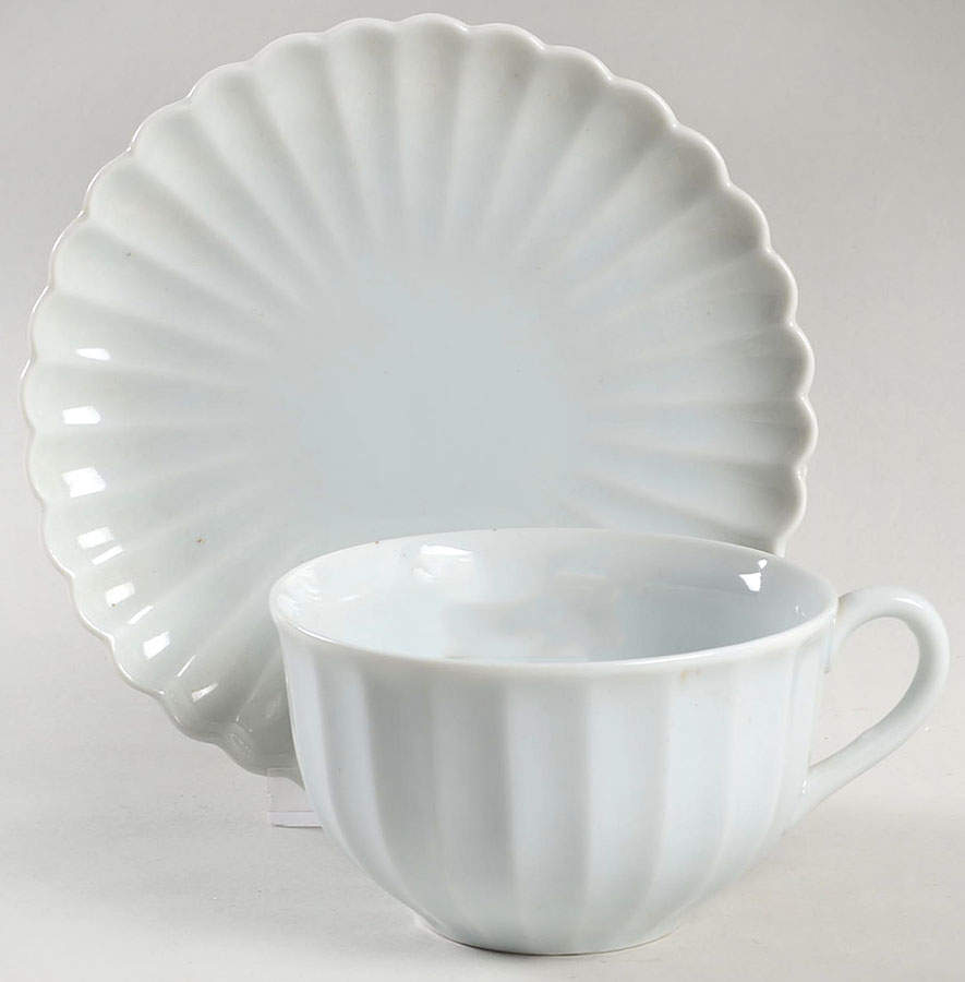 Chrysanthemum (Celacon Blue) Flat Cup & Saucer Set by Fitz & Floyd-1