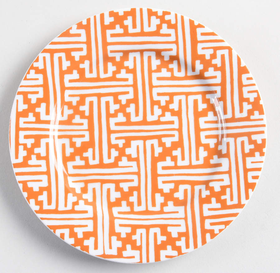 Oriental Geometric Butterscotch Bread & Butter Plate by Fitz & Floyd-1