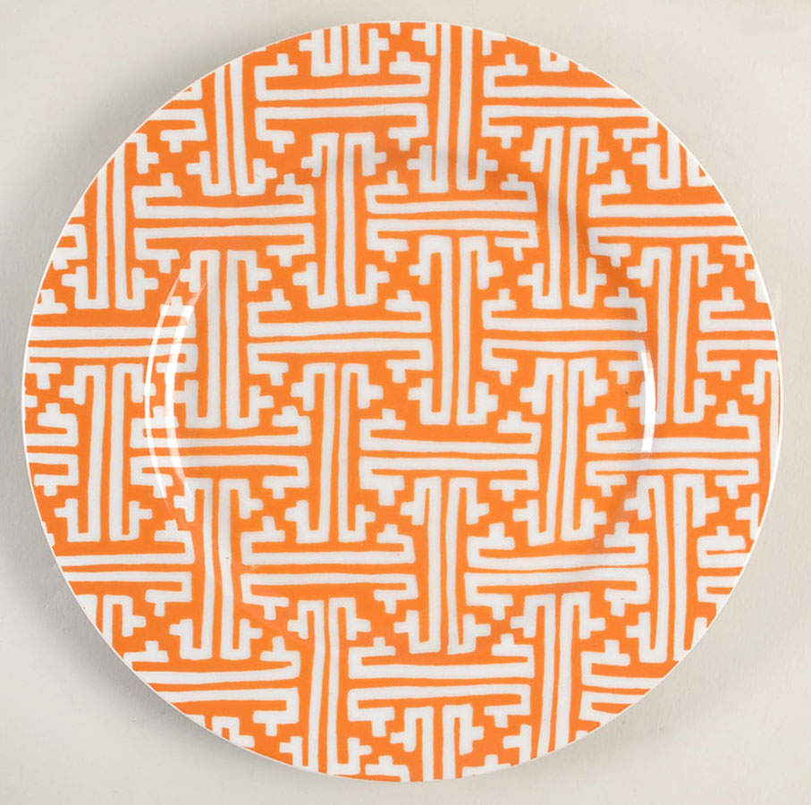 Oriental Geometric Butterscotch Salad Plate by Fitz & Floyd-1