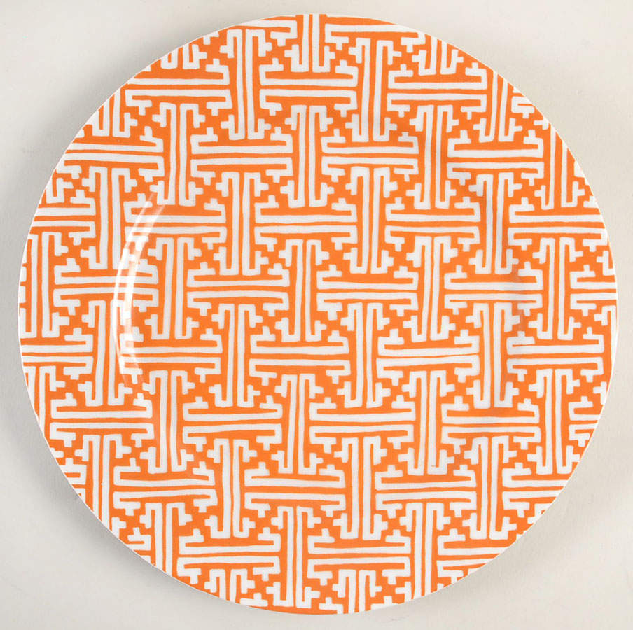 Oriental Geometric Butterscotch Dinner Plate by Fitz & Floyd-1