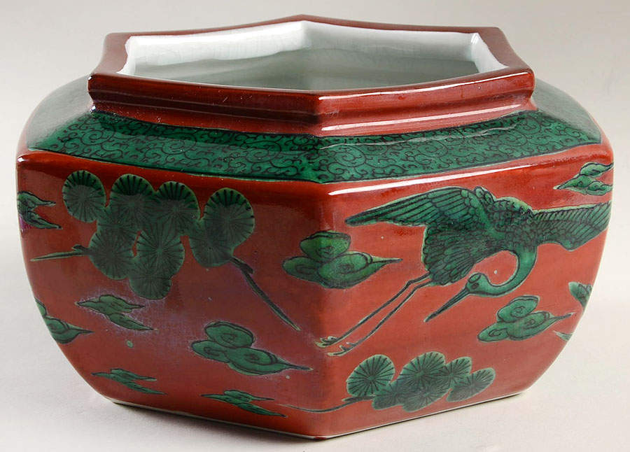 Flying Stork 5" Octagonal Planter by Fitz & Floyd-1