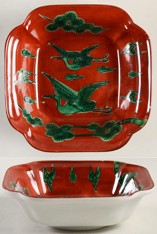 Flying Stork Square Fruit/Dessert (Sauce) Bowl by Fitz and Floyd-1