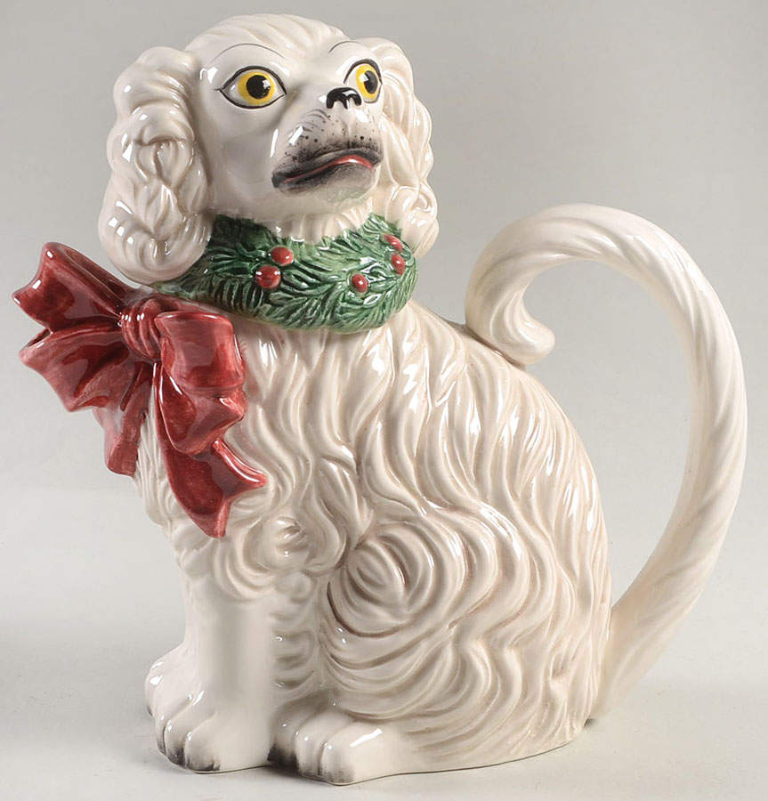 Staffordshire Christmas Dog Teapot & Lid by Fitz & Floyd-1