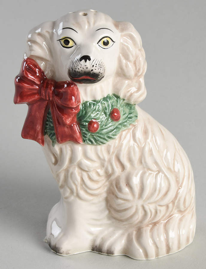 Staffordshire Christmas Dog Figural Pepper Shaker by Fitz & Floyd-1