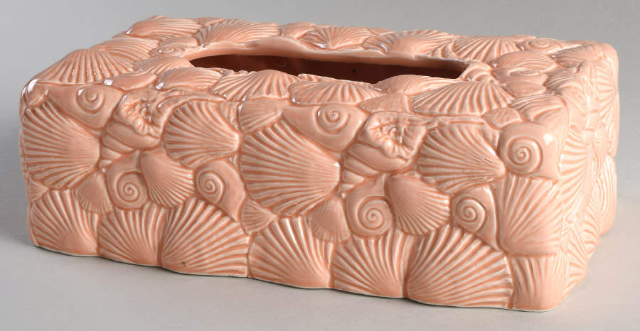 Island Shells Peach Rectangular Tissue Box Cover by Fitz & Floyd-1