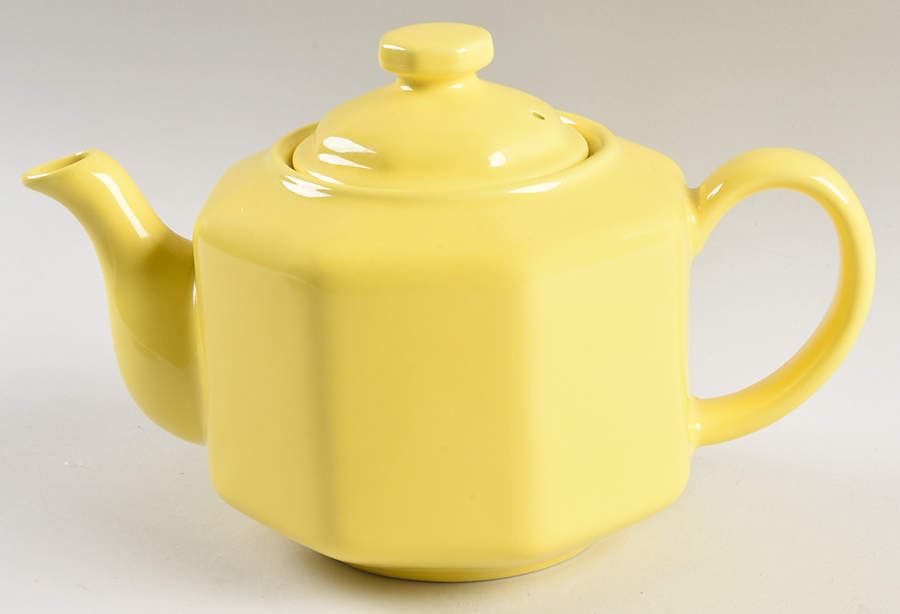 Quadrille Yellow (Earthenware) Teapot & Lid by Fitz & Floyd-1
