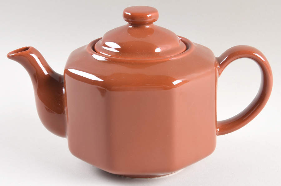 Quadrille Cinnamon (Earthenware) Teapot & Lid by Fitz & Floyd-1