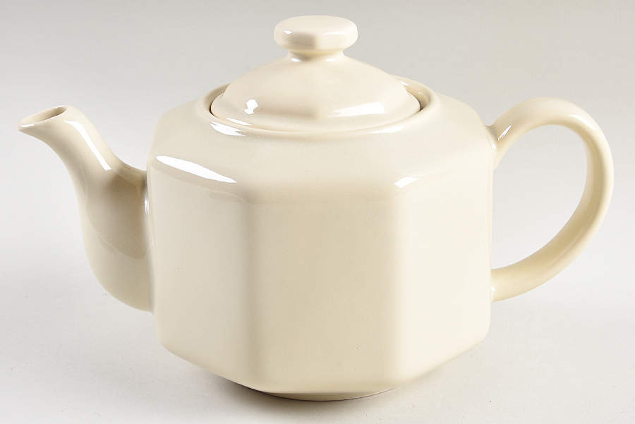 Quadrille Putty (Earthenware) Teapot & Lid by Fitz & Floyd-1