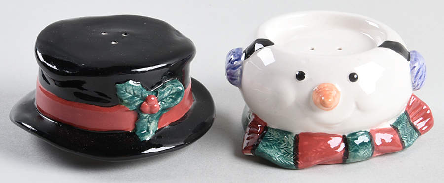 Yule Snowman Stacking Salt & Pepper Set by Fitz & Floyd-1