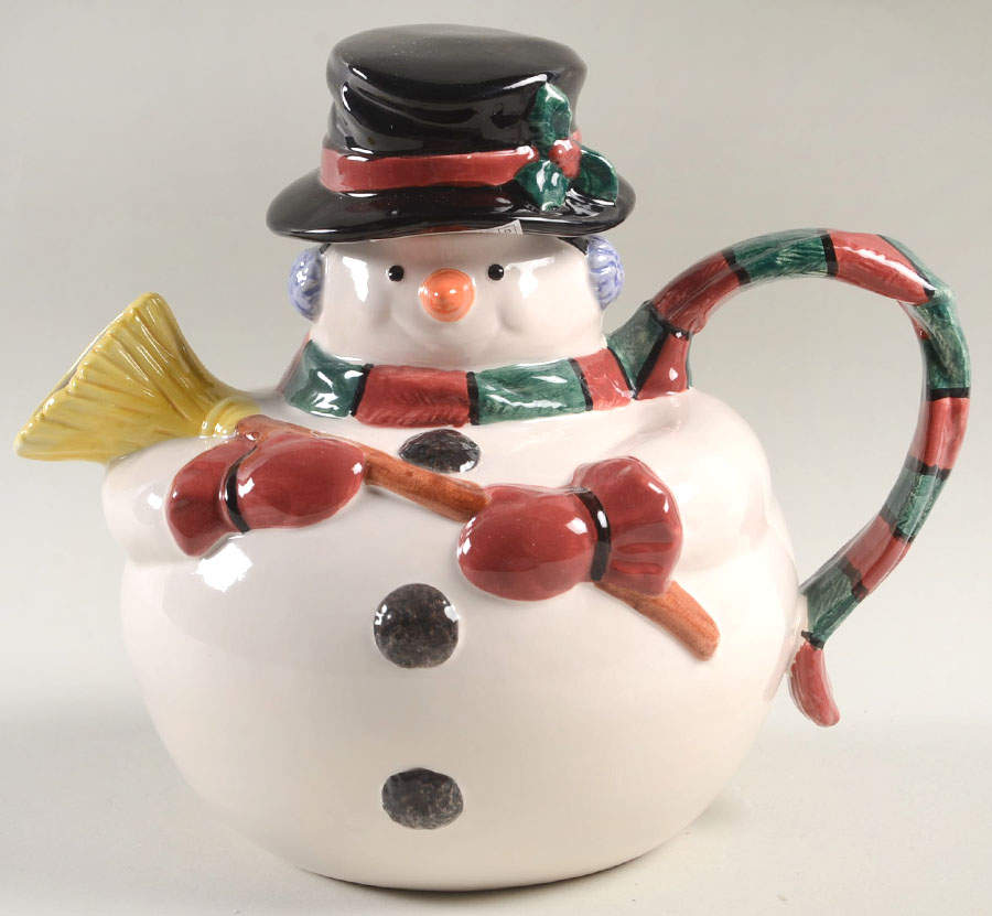 Yule Snowman Teapot & Lid by Fitz & Floyd-1