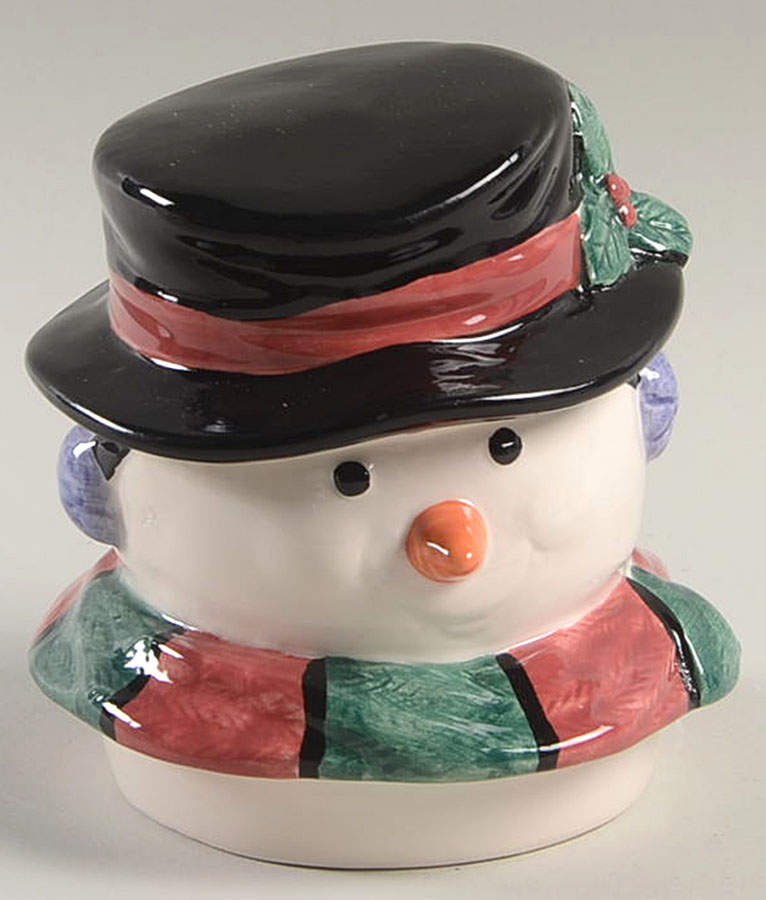 Yule Snowman Lid for Cookie Jar by Fitz & Floyd-1
