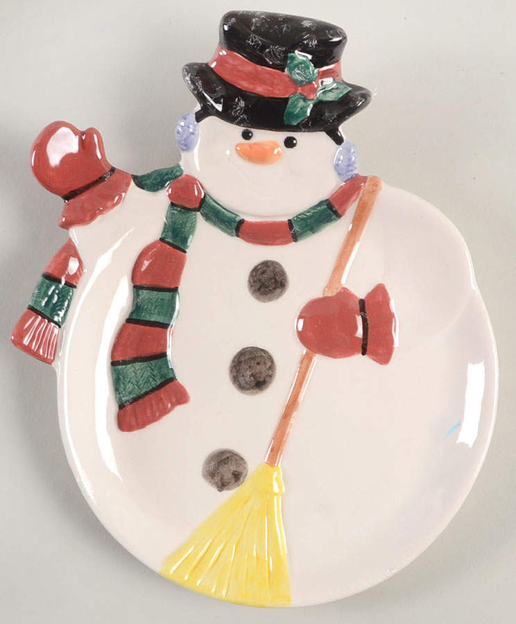 Yule Snowman Canape Tray by Fitz & Floyd-1