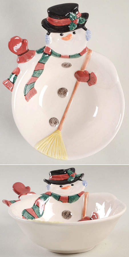 Yule Snowman Open Candy Dish by Fitz & Floyd-1