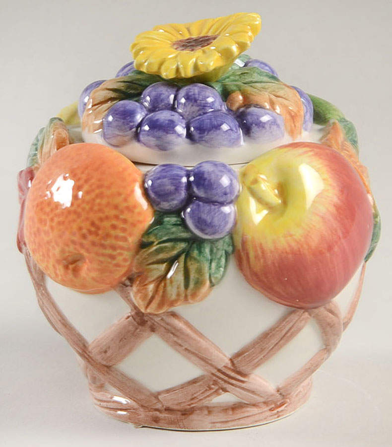 Fruit Trellis Sugar Bowl & Lid by Fitz & Floyd-1