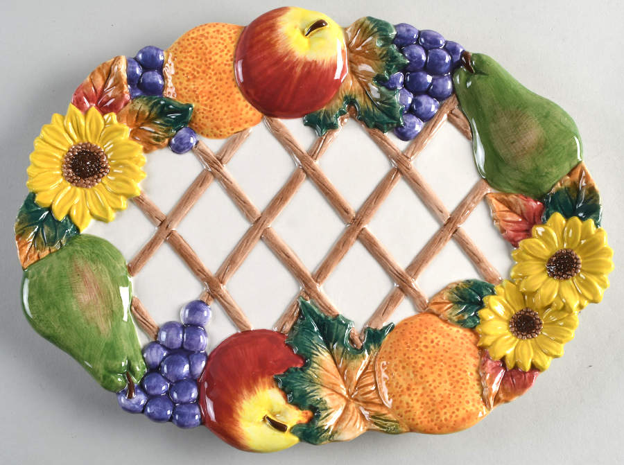 Fruit Trellis 12" Oval Serving Platter by Fitz & Floyd-1
