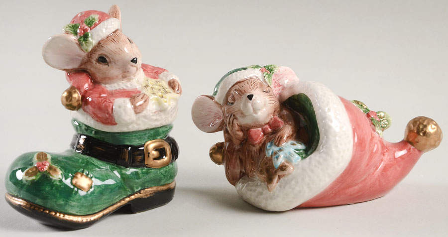 Christmas Mice Salt & Pepper Set by Fitz & Floyd-1