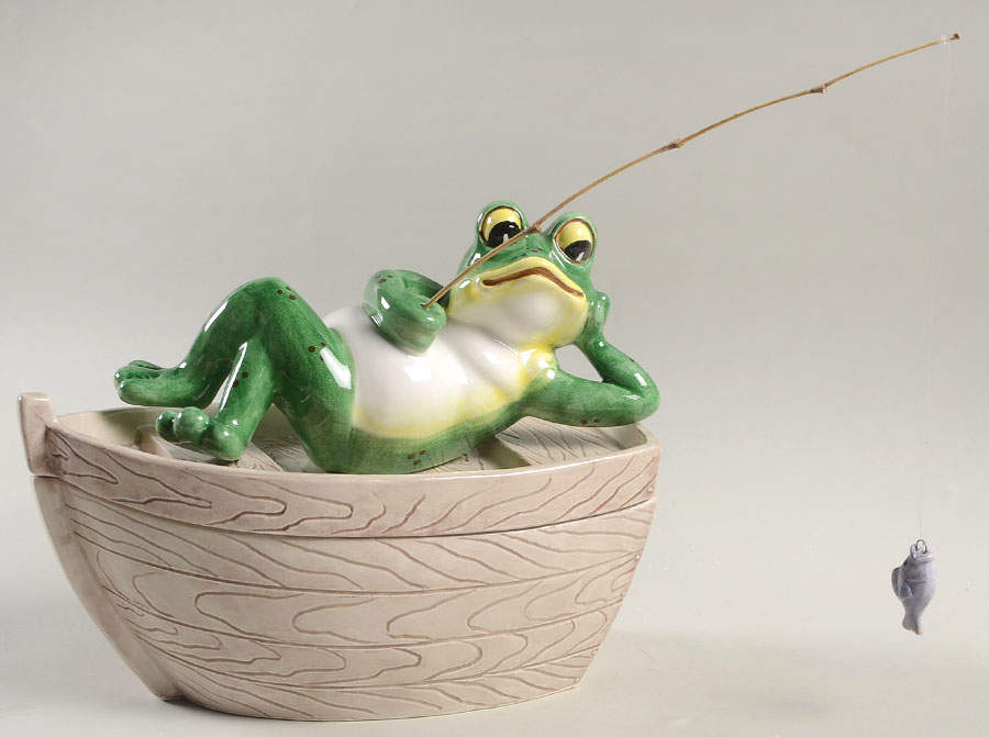 Frog Dundee Figural Box & Lid by Fitz & Floyd-1