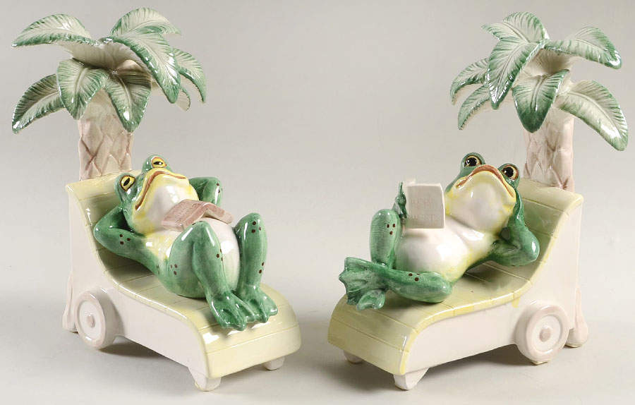 Frog Dundee China Bookend - Set of 2 by Fitz & Floyd-1