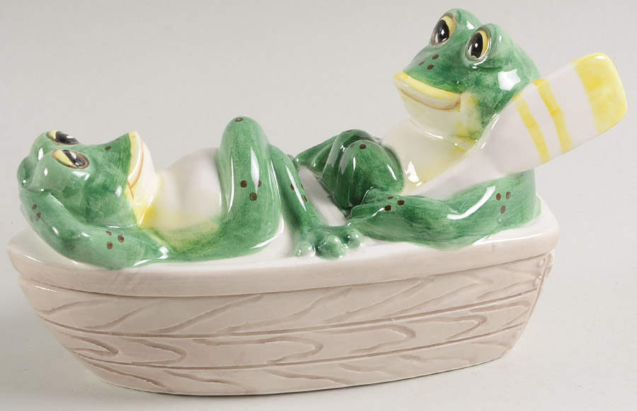 Frog Dundee Figural Covered Box by Fitz & Floyd-1