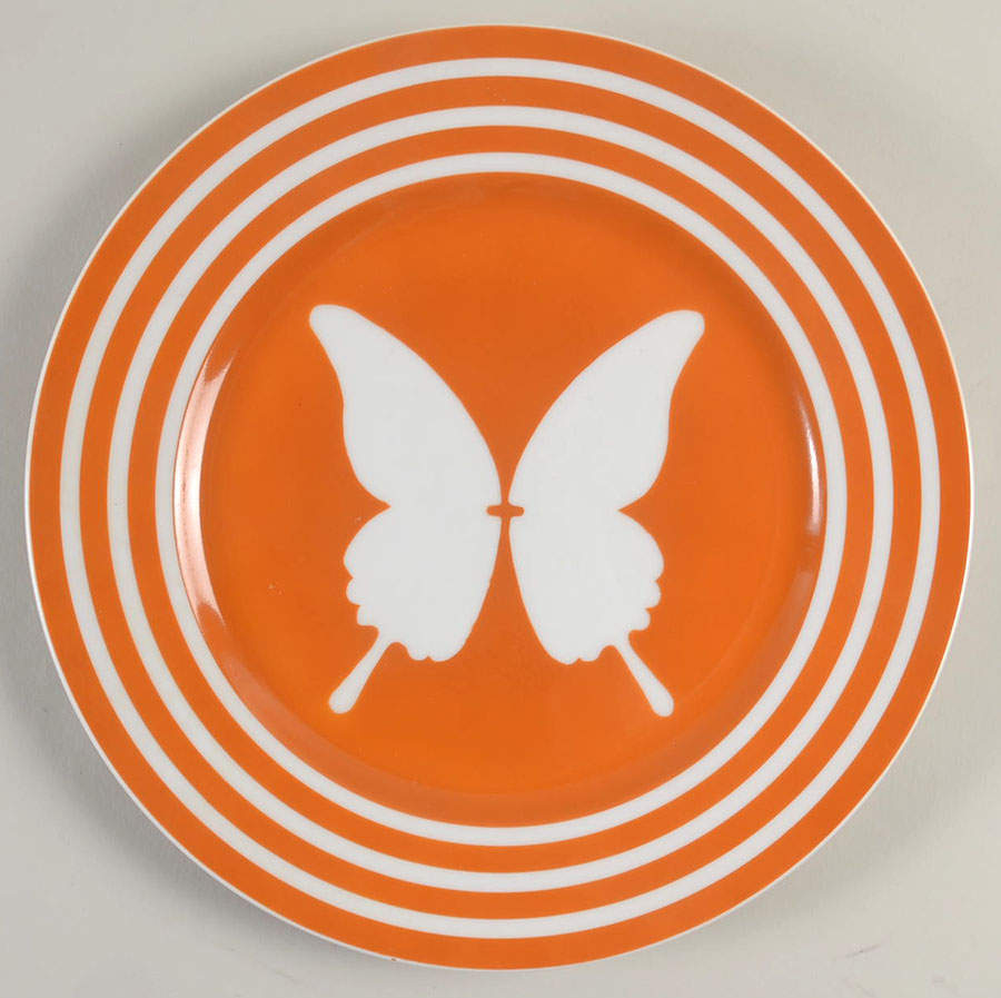 Papillon (White Butterfly on Butterscotch) Dinner Plate by Fitz & Floyd-1