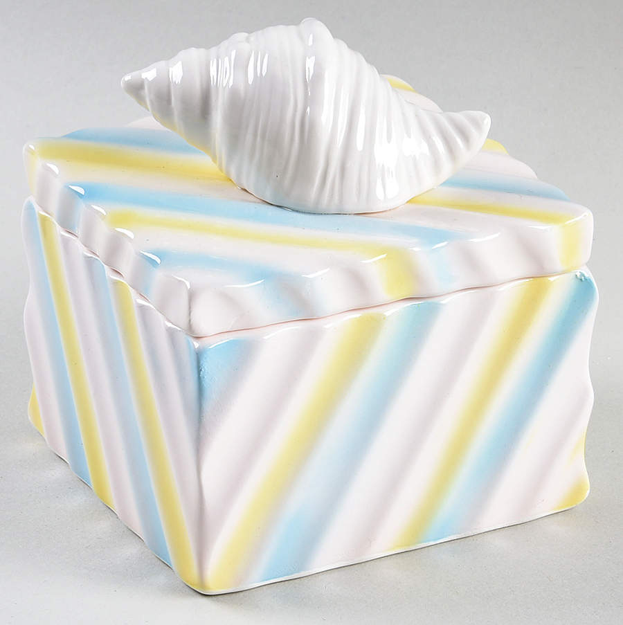 Rainbow Shell Square Box with Lid by Fitz & Floyd-1