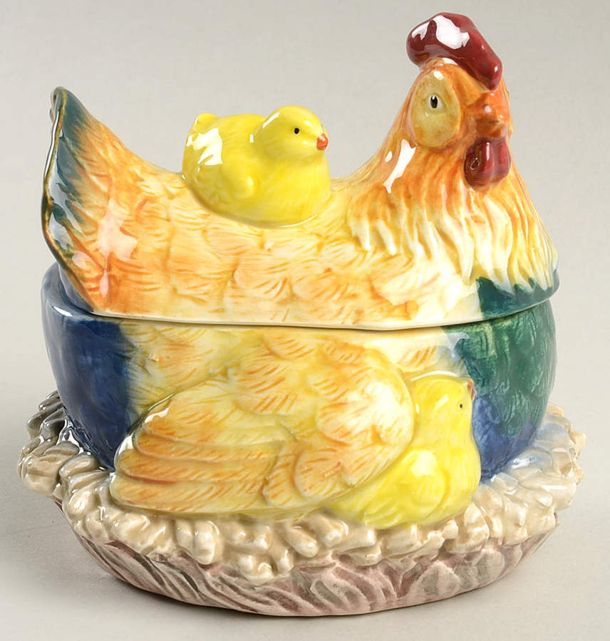 French Country Hen Sugar Bowl & Lid by Fitz & Floyd-1