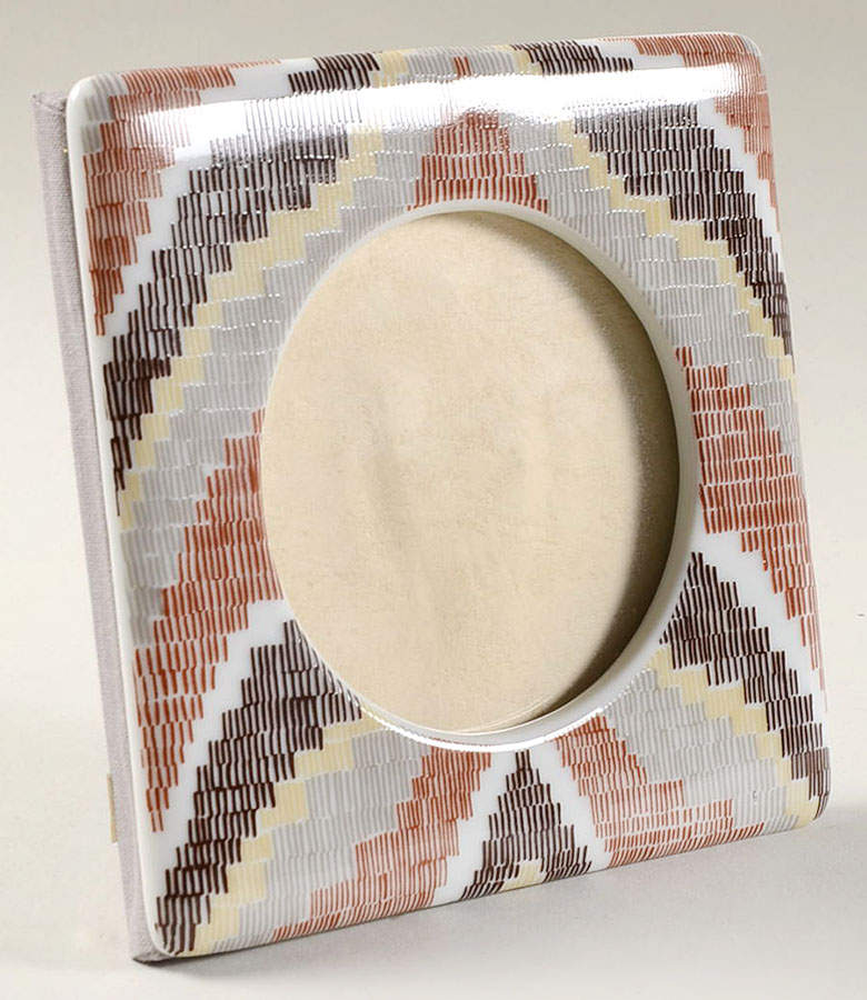Flame Stitch Brown Frame-Holds 3" X 3" by Fitz & Floyd-1
