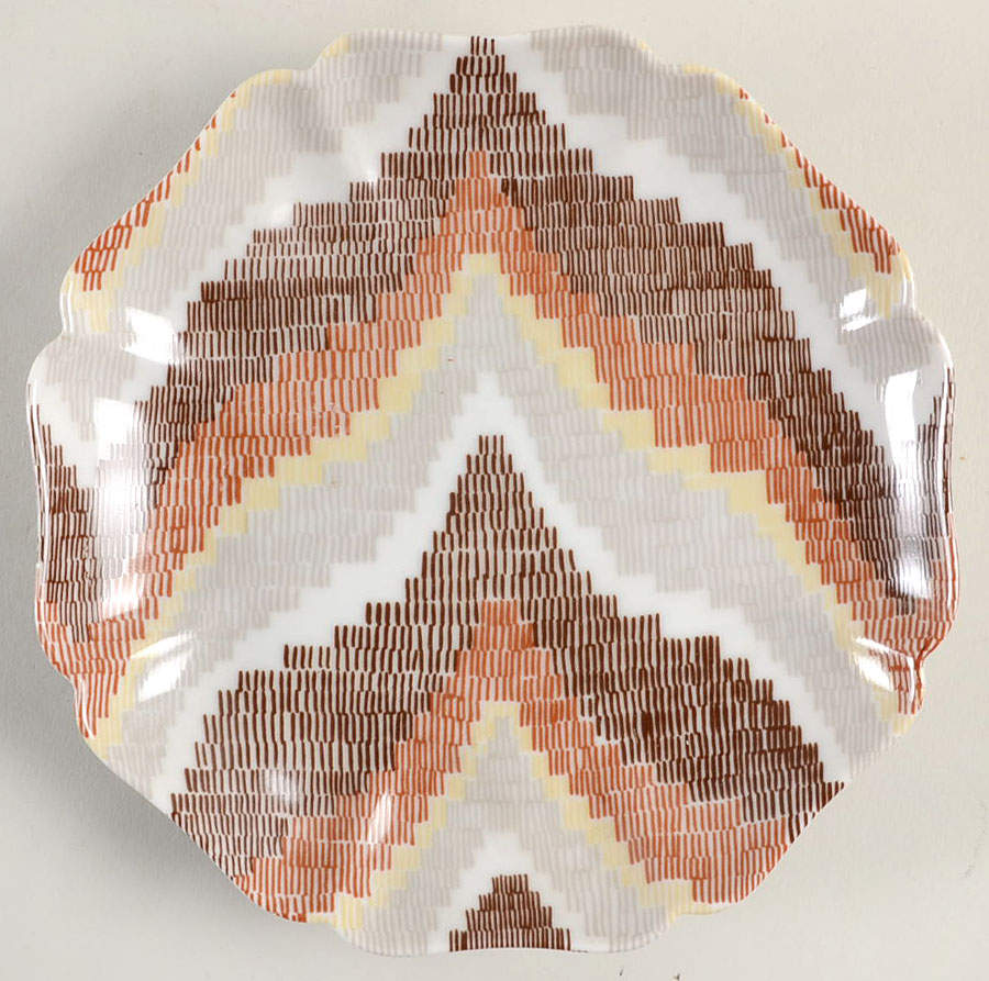 Flame Stitch Brown Bread & Butter Plate by Fitz & Floyd-1