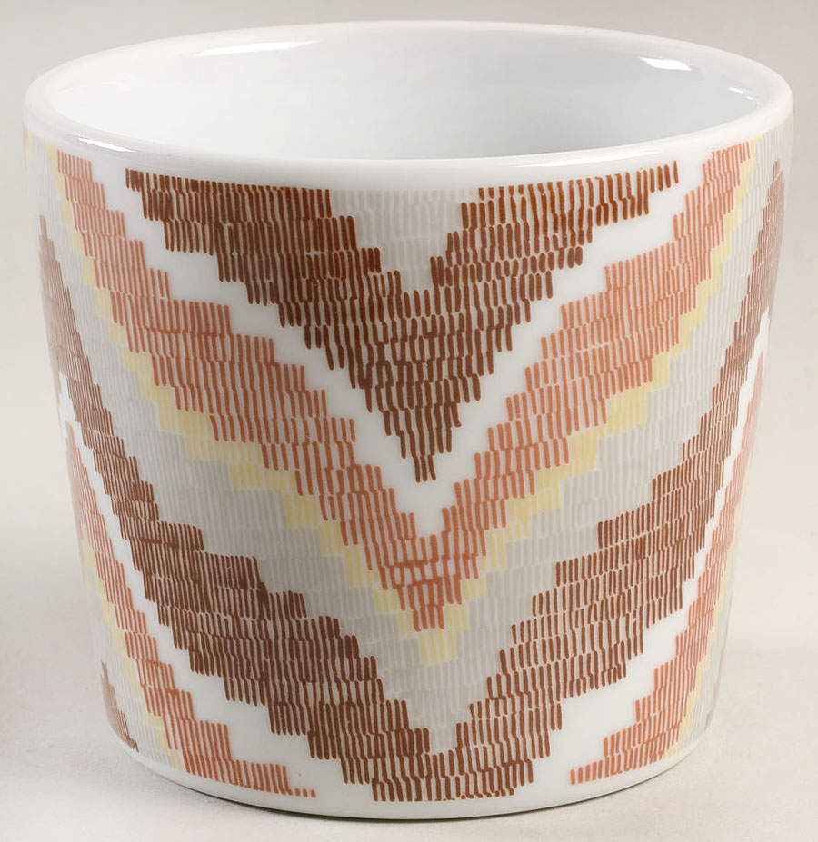 Flame Stitch Brown 3" Flower Pot No Underplate by Fitz & Floyd-1
