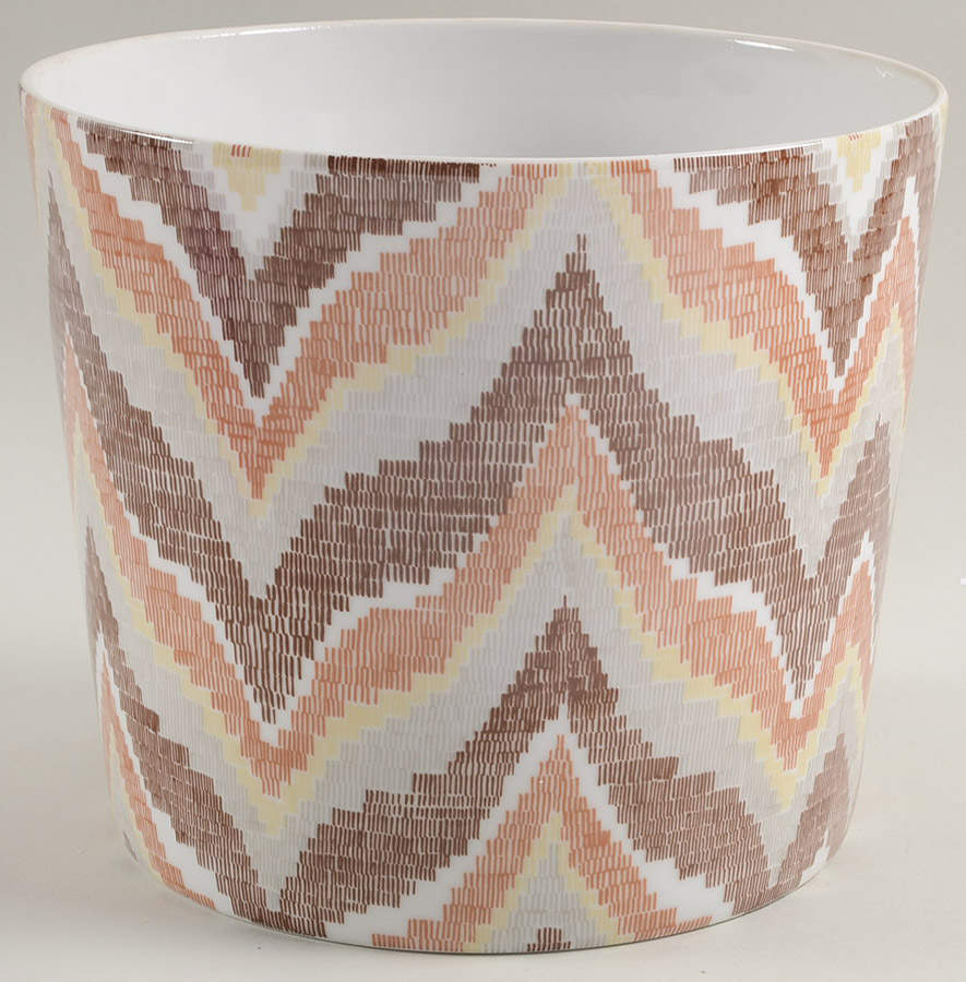 Flame Stitch Brown 6" Cachepot by Fitz & Floyd-1