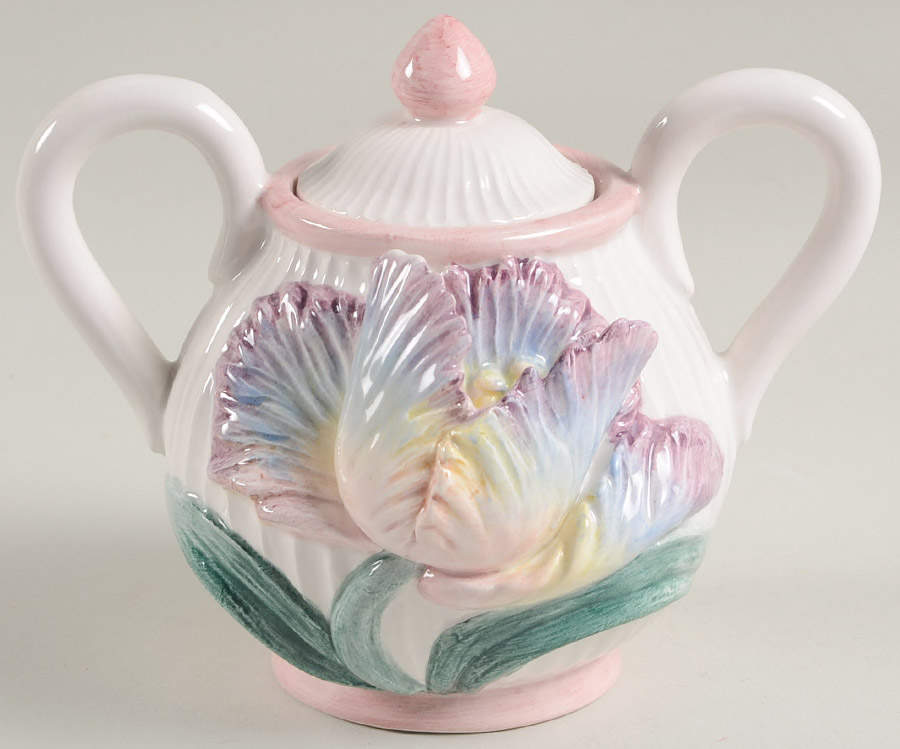 Country Tulip Sugar Bowl & Lid by Fitz & Floyd-1
