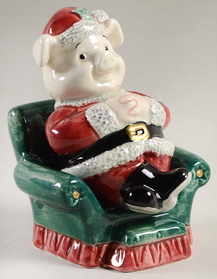 Yule Hog Stacking Salt & Pepper Set by Fitz & Floyd-1