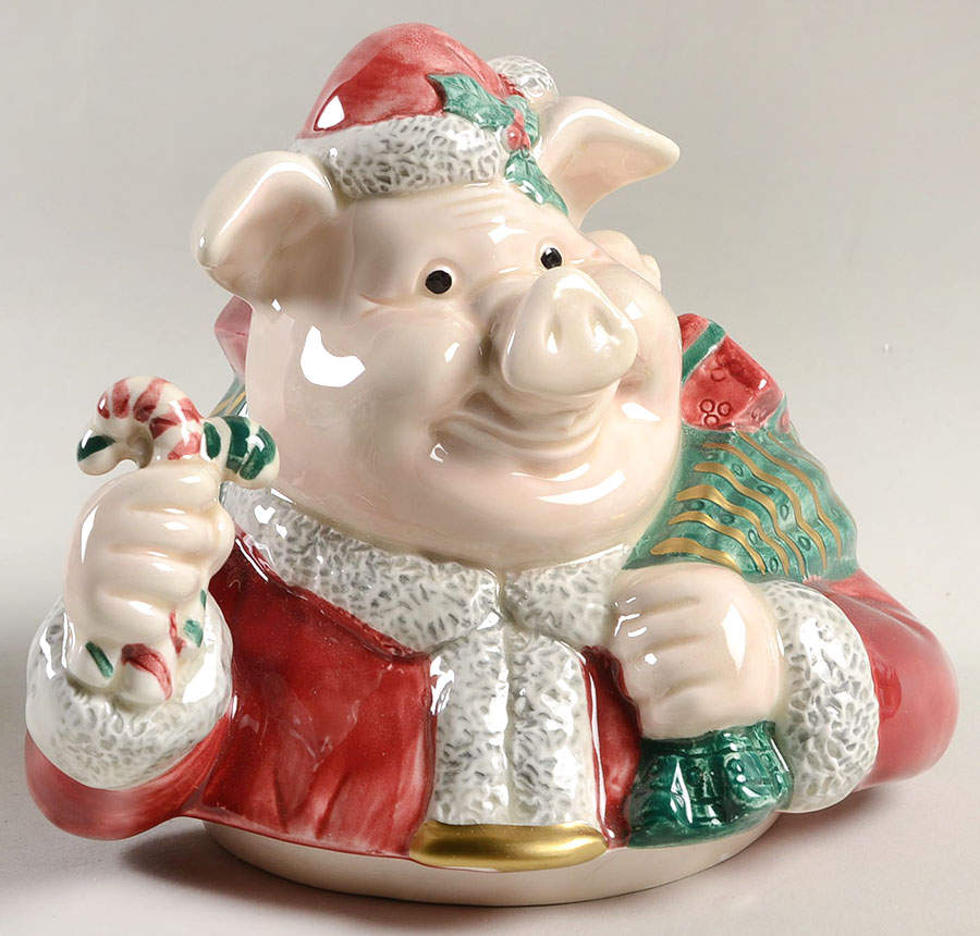 Yule Hog Lid for Cookie Jar by Fitz & Floyd-1