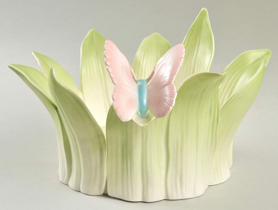 Pastel Butterflies Hurricane Lamp No Globe by Fitz & Floyd-1