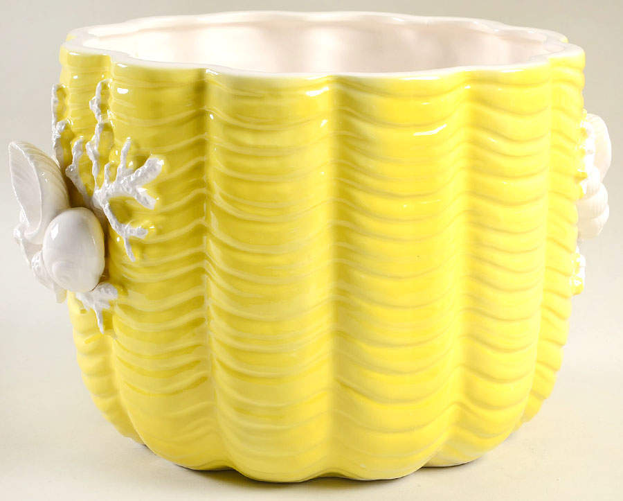 Shell Yellow 8" Cachepot by Fitz & Floyd-1