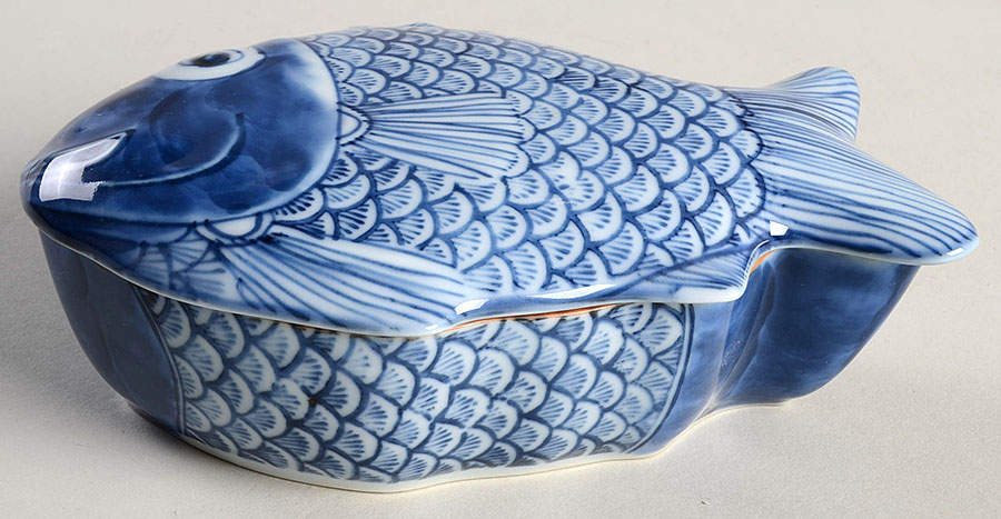 Fishes Blue Figural Box & Lid by Fitz & Floyd-1
